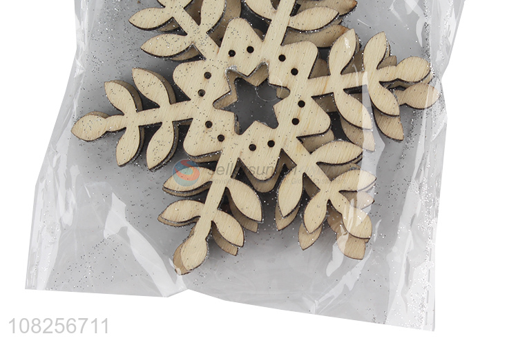 Yiwu market silver wooden snowflake for christmas