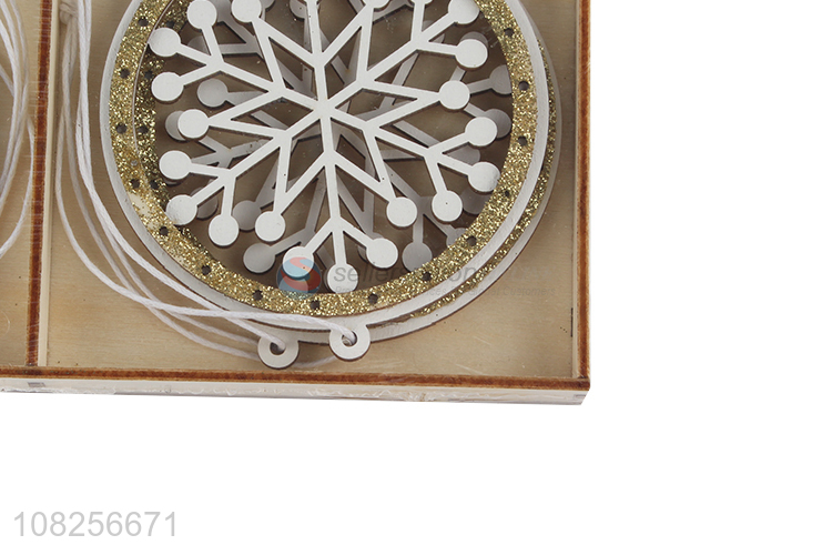 Wholesale creative wood carving hang brand snowflake pendant