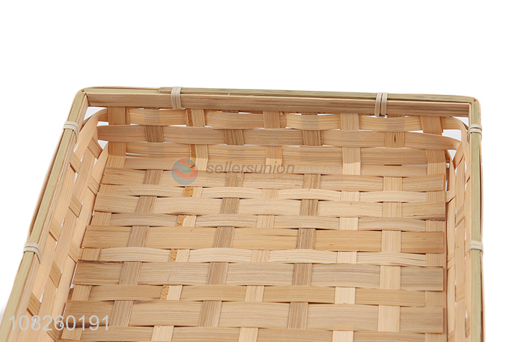 High quality rectangular bamboo woven storage basket bamboo fruit tray
