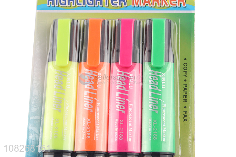 Wholesale 4 Pieces Highlighter Marker Fluorescent Pen Set