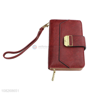 Good quality bifold women wallet <em>purse</em> pu leather <em>ladies</em> wristlet