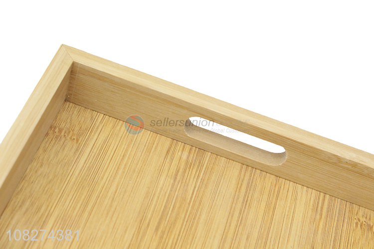 Hot selling hotel supplies rectangular bamboo serving tray with handles