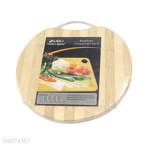 Wholesale kitchen accessories round bamboo chopping board with handle