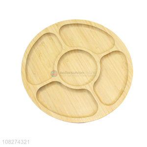 Factory price round bamboo snack plate food serving tray for restaurant