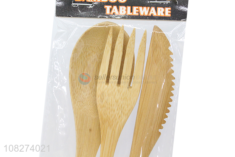 Wholesale reusable bamboo dinnerware cutlery set bamboo spoon fork knife