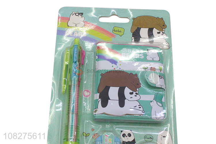 Cartoon Animal Pattern Mini Notebook With Pen Set