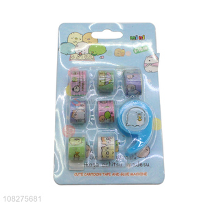 Cute Cartoon Washi Masking Tape With Tape Dispenser Set