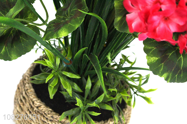 Wholesale artificial flowers realistic begonia in basket for room decoration