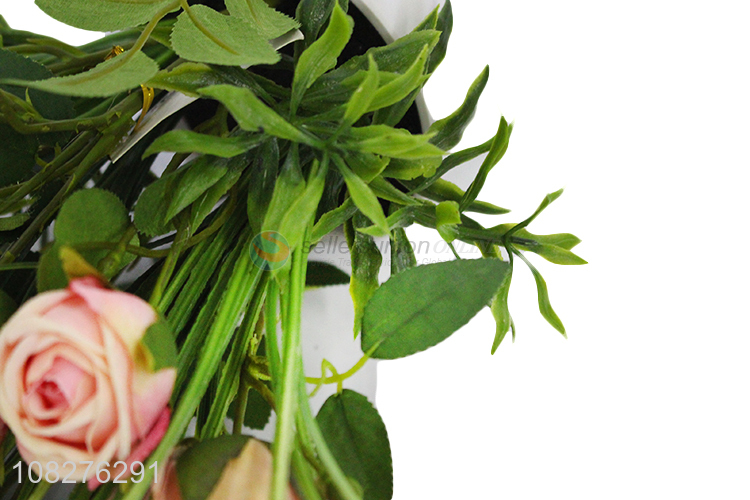 China supplier vivid artificial rose flowers realistic cloth flowers in pot