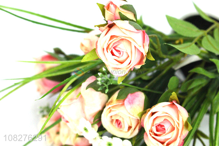 China supplier vivid artificial rose flowers realistic cloth flowers in pot