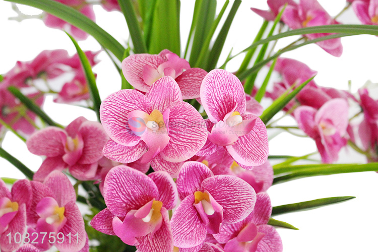Hot sale decorative realistic butterfly orchid artificial flowers with vase