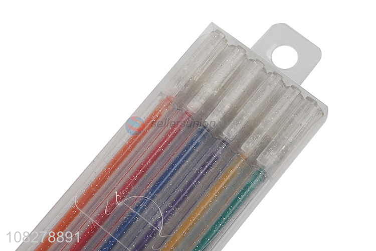 High quality 6 colors glitter gel ink pens for drawing and marking
