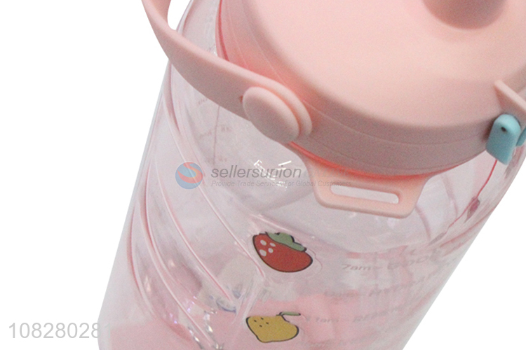 Personalized Design Plastic Water Bottle With Straw For Ladies