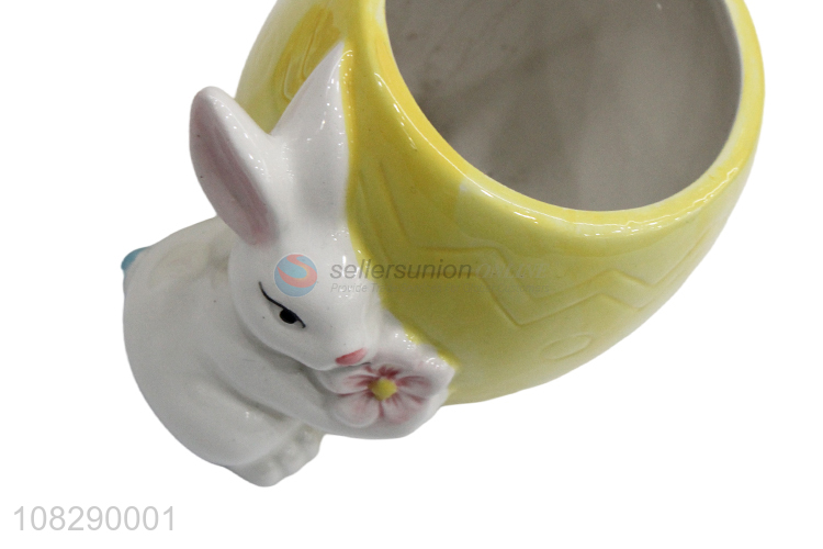 Hot sale cute bunny ceramic storage jar home desktop ornament