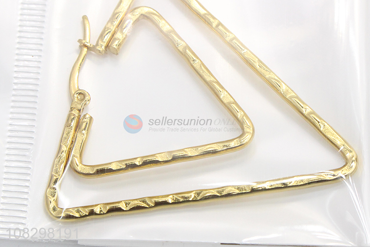 New arrival stainless steel triangle dangle earrings for women