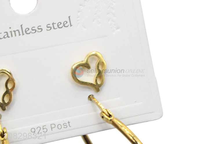 Best selling stainless steel earrings set stud hoop earrings