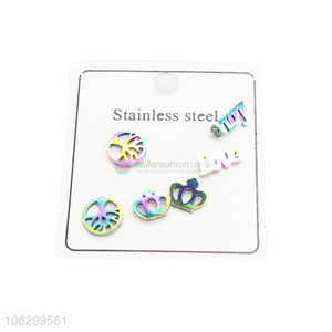 Hot Products 3 Pairs Stainless Steel <em>Ear</em> <em>Studs</em> For Ladies