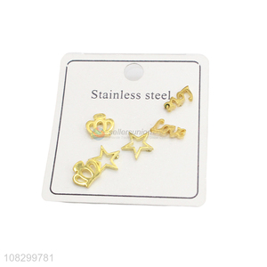 Latest Stainless Steel <em>Ear</em> Stud Set For Women