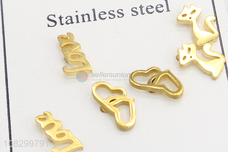 New Design Golden Earring Stainless Steel Ear Stud Set