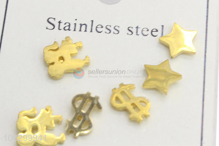 Good Sale Fashion Earring Stainless Steel Ear Stud Set