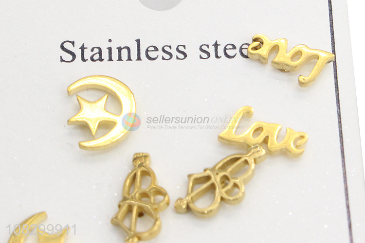 Custom Stylish Metal Earrings Stainless Steel Ear Stud Set