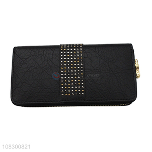 Best price pu leather zipper wallet card holder phone purse