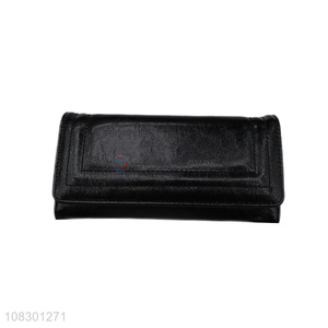 China imports long faux leather trifold wallet clutch wallet