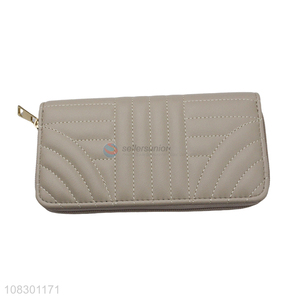 Hot selling faux leather stitching <em>wallet</em> zipper <em>clutch</em> <em>wallet</em>