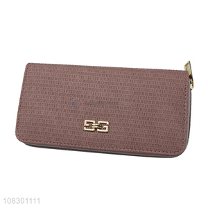 High quality pu leather zipper wallet embossed clutch purse