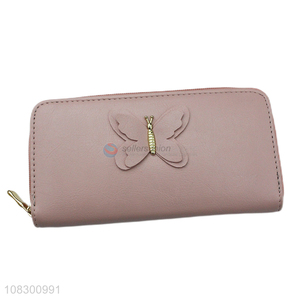 Good quality exquisite pu leather wallet long zipper wallet