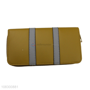 Good quality long zipper wallet pu leather clutch wallet