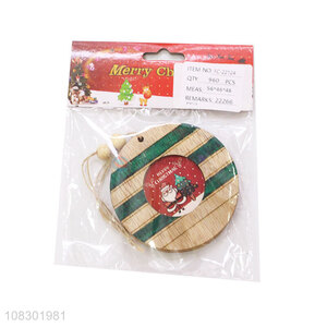 Yiwu supplier round wooden hanging sign christmas party decor