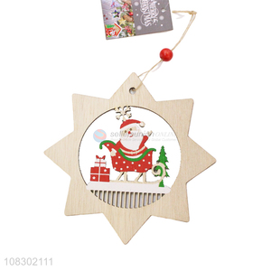 New arrival Santa Claus hanging decoration hollow wooden ornament