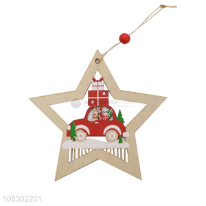 Yiwu wholesale hollow wooden pendant Christmas party decoration