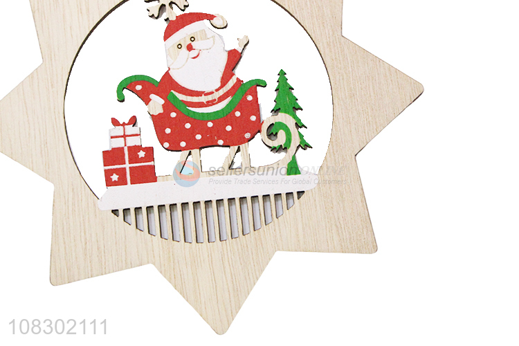 New arrival Santa Claus hanging decoration hollow wooden ornament