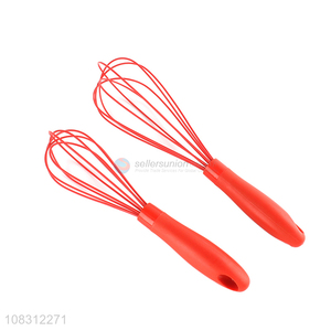 High quality simple red egg whisk stainless steel egg mixer