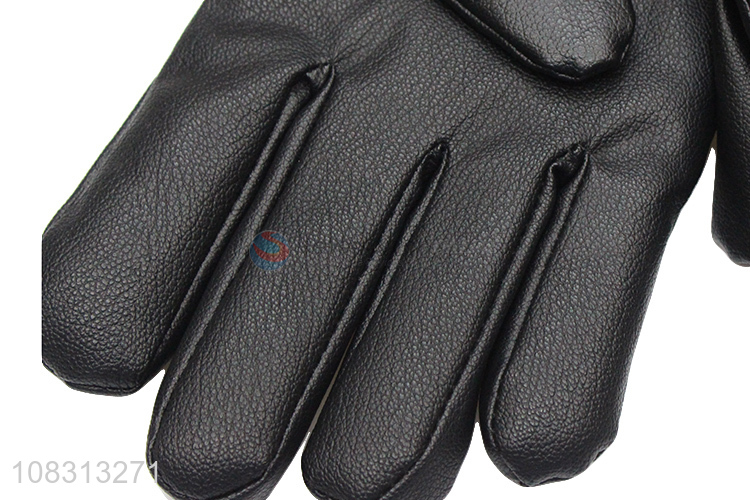 Wholesale men winter gloves pu leather gloves for outdoor sports