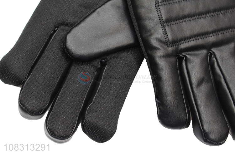 Factory price men winter warm gloves non-slip pu leather gloves