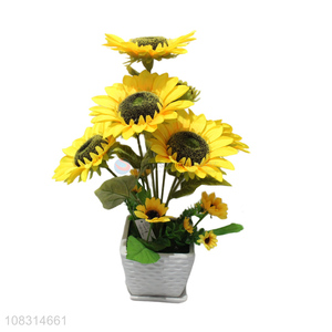 Yiwu market fake sun flower artificial bonsai for home décor