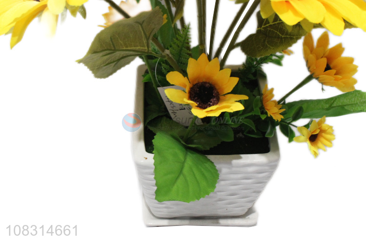 Yiwu market fake sun flower artificial bonsai for home décor