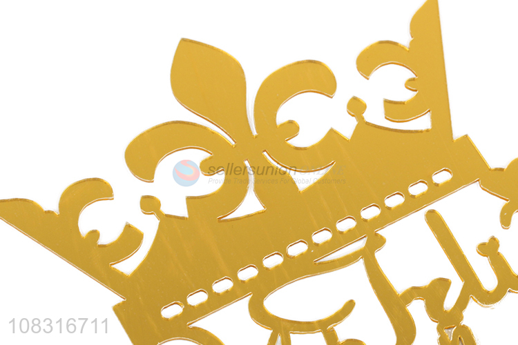 Yiwu market golden acrylic birthday cake topper for decoration