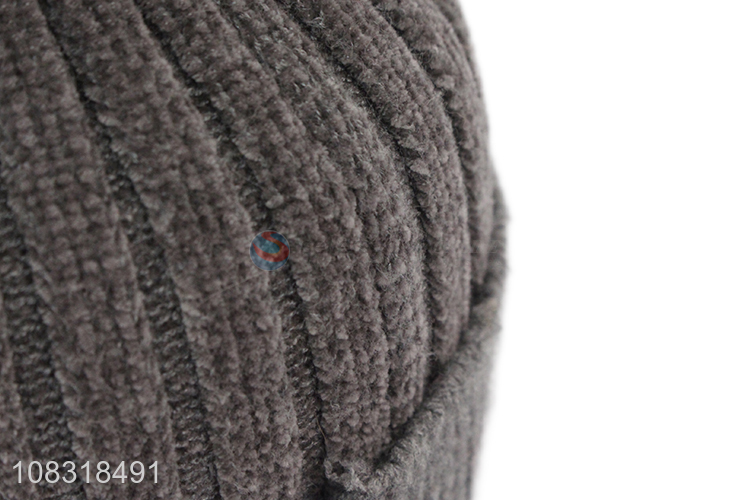 China supplier chenille hat thickened knitted hat with pom