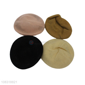 Factory price polyester knitted beret ladies decorative hat