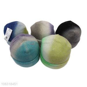 New products fashion tie-dye knitted <em>hat</em> unisex <em>sports</em> cap