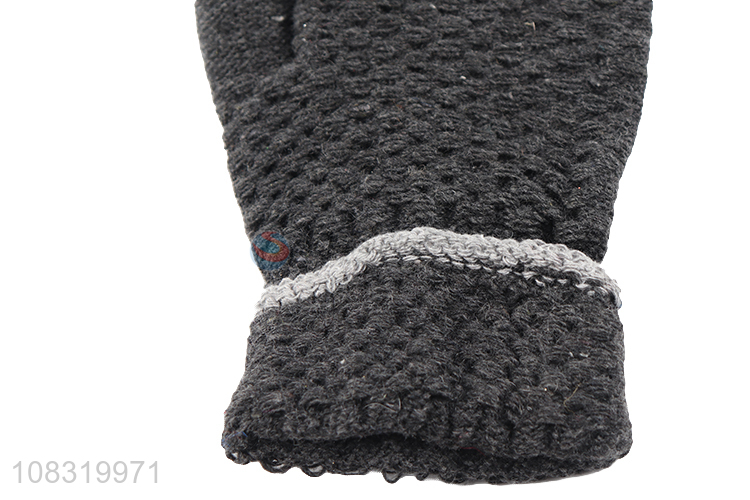 Good quality men winter knitted gloves touchscreen mittens