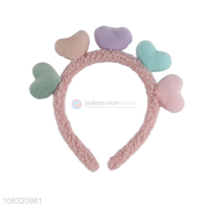 Hot sale fluffy heart hairbands headband hair accessories