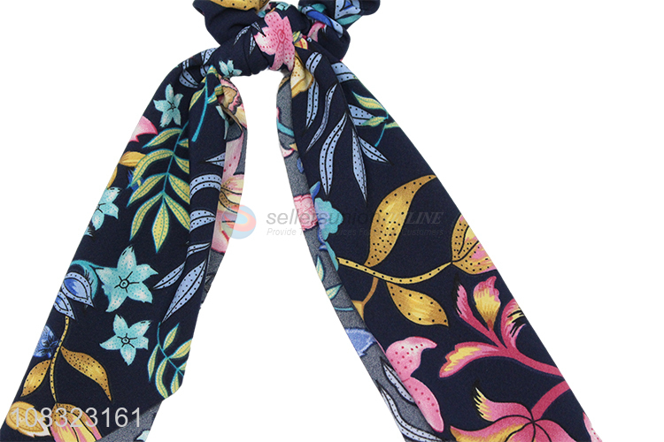 Wholesale Flower Printing Streamer Scrunchies Hair Ring Hair Rope