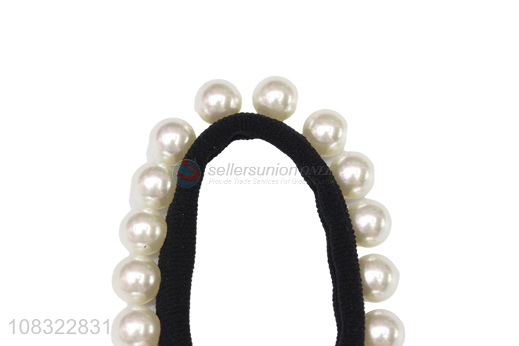 New Arrival Pearl Bowknot Hair Rope For Children