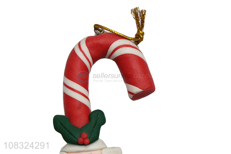 Hot product Christmas tree hanging candy cane clay ornaments