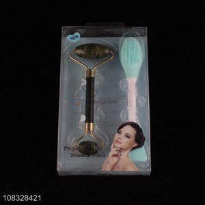 Online wholesale reusable facial roller massager with face washing brush